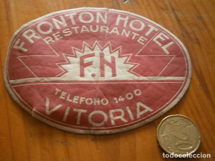 Etiquetas antiguas: HOTEL FRONTON,VITORIA&iexcl;ETIQUETA,DE,IMPRENTA,A&Ntilde;OS 30,40,UNICA,EN,TC,DISPONEMOS,MAS.DE,.100.000,