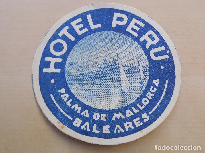 Etiquetas antiguas: Etiqueta Hotel Per&uacute; Palma de Mallorca Baleares