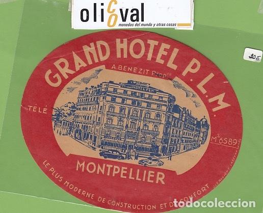 Etiquetas antiguas: ETIQUETA GRAN HOTEL P.L.M. DATADA TEL EH3082