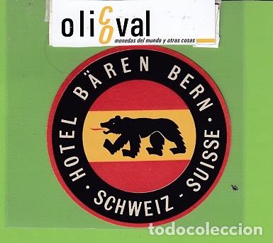 Etiquetas antiguas: ETIQUETA HOTEL B&Auml;REN BERN SUIZA EH3085