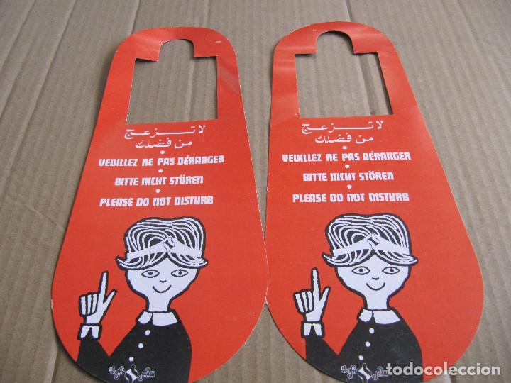Etiquetas antiguas: 2 ANTIGUAS ETIQUETAS DE HOTEL -NO MOLESTEN.. HOTEL SAFIR CASABLANCA -MARRUECOS