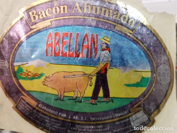 Etiquetas antigas: ETIQUETA PRODUCTOS CARNICOS CERDO BACON ABELLAN TORREAGUERA MURCIA