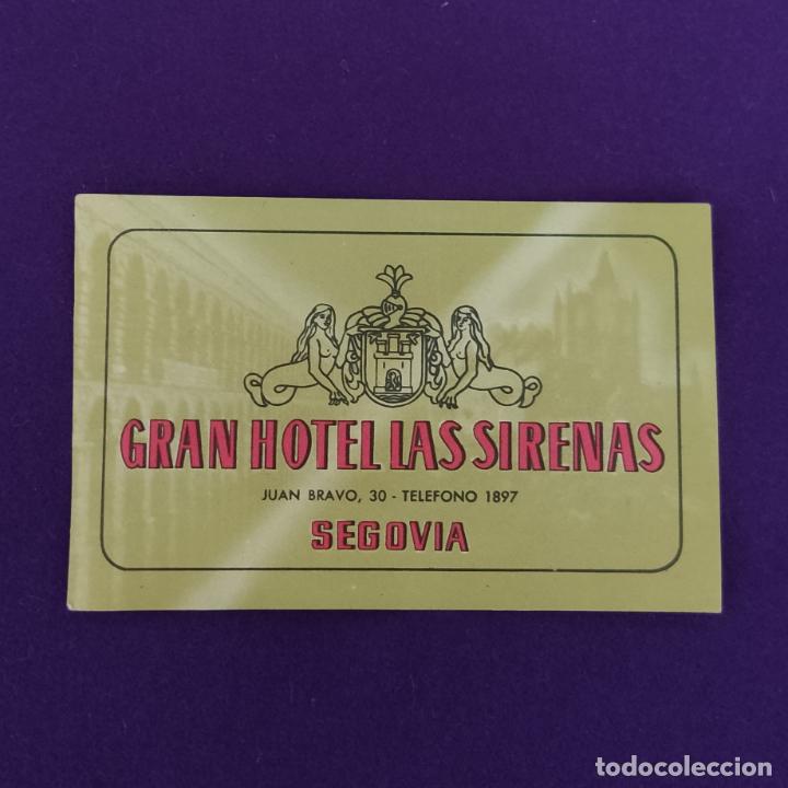 Etiquetas antiguas: ANTIGUA ETIQUETA DE HOTEL. GRAN HOTELLAS SIRENAS. SEGOVIA.