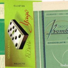 Etiquetas antiguas: 1946-50-59 BONITO LOTE 2 ETIQUETAS Y 1 ENVOLTORIO DE CHOCOLATES YAGO CERVERA - LLEIDA (1). Lote 223077525