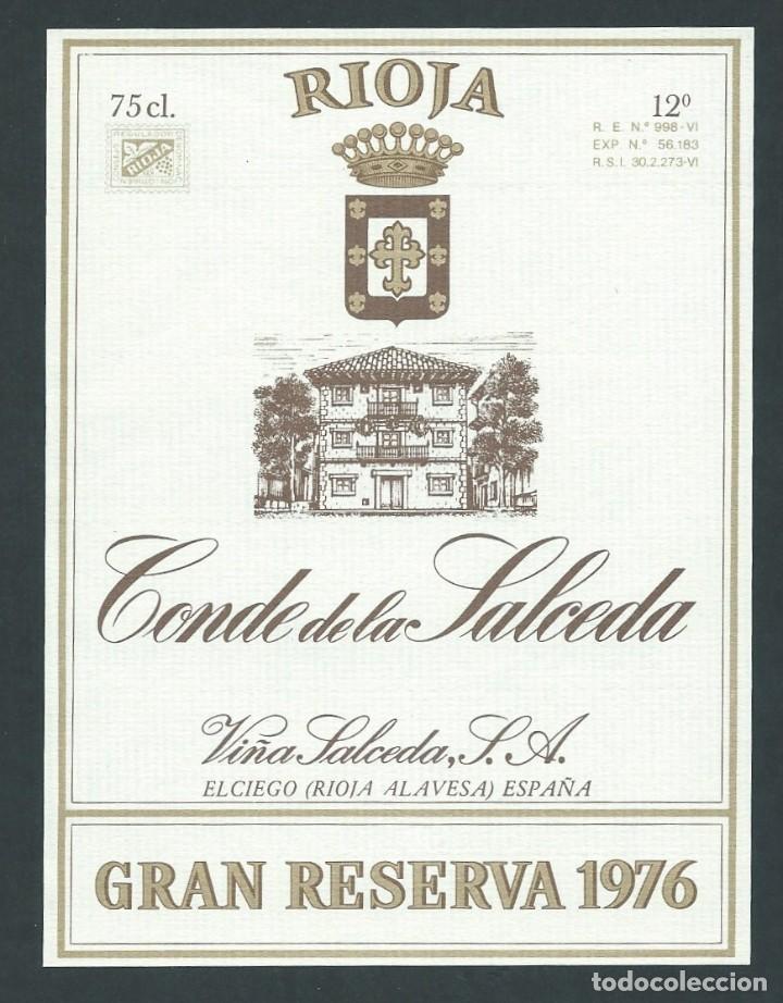 Etiquetas antiguas: antigua etiqueta vino conde de la salceda rioja alavesa a&ntilde;o 1976