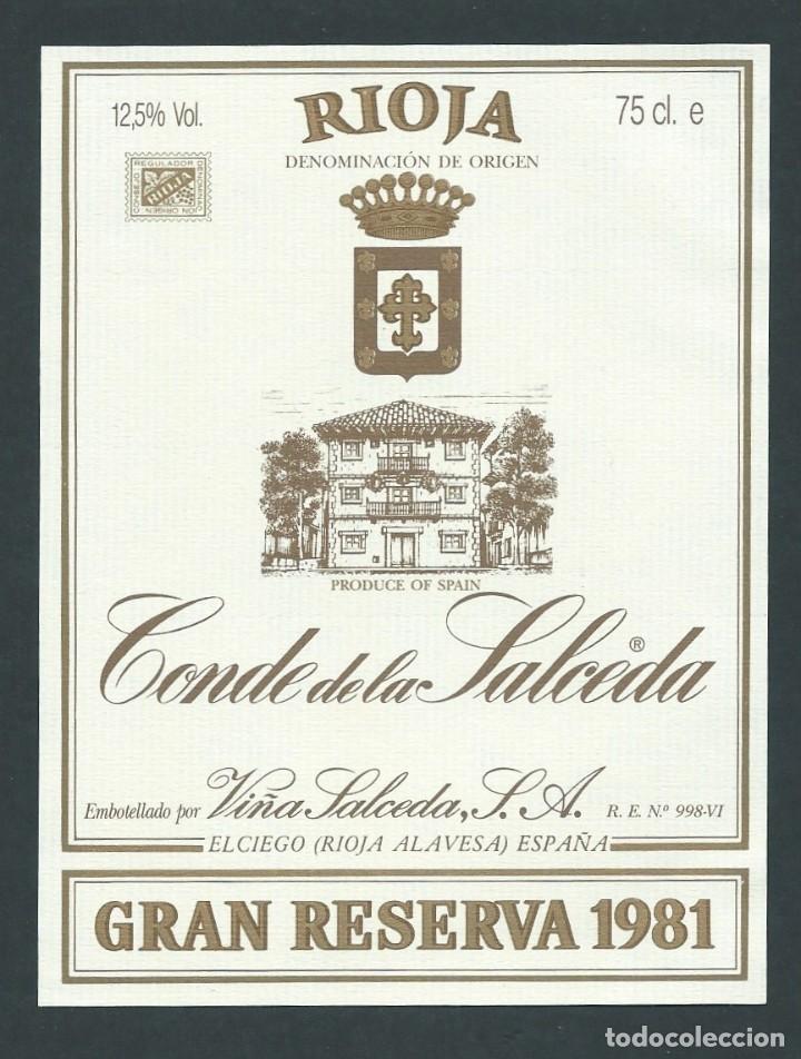 Etiquetas antiguas: antigua etiqueta vino conde de la salceda rioja alavesa a&ntilde;o 1981