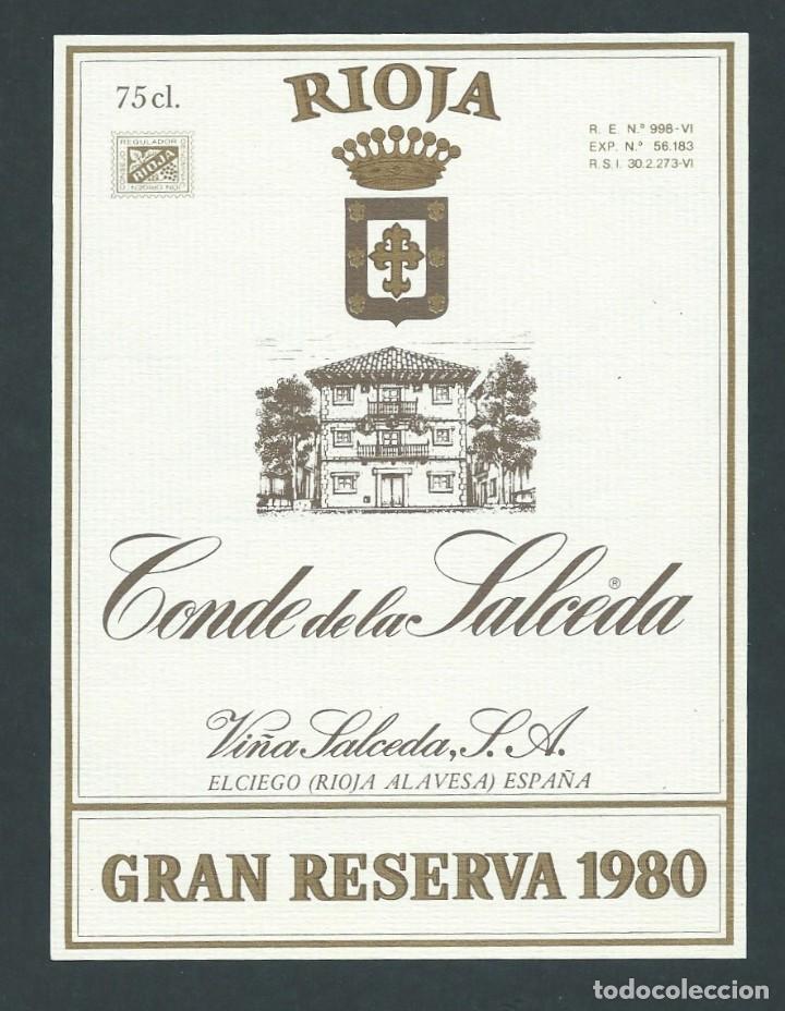 Etiquetas antiguas: antigua etiqueta vino conde de la salceda rioja alavesa a&ntilde;o 1980