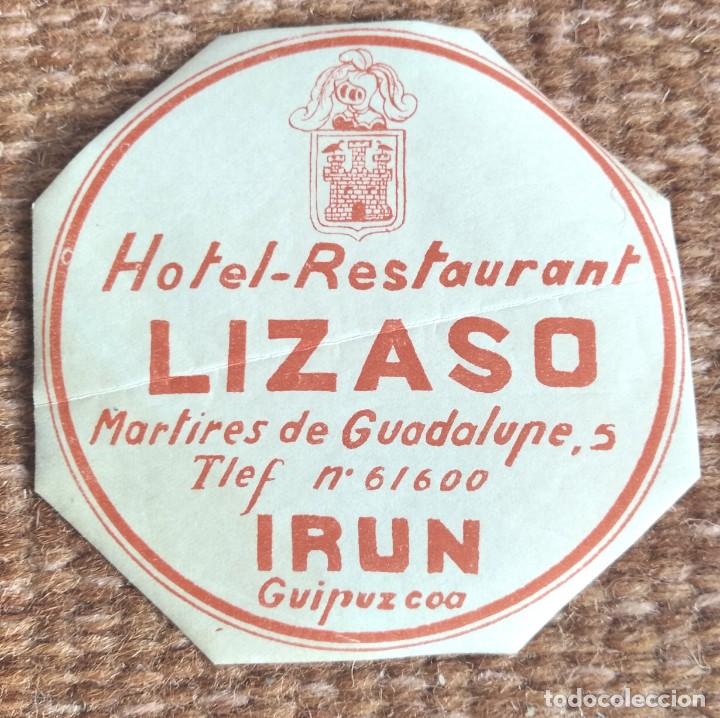 Etiquetas antiguas: ETIQUETA HOTEL RESTAURANTE LIZASO - IRUN