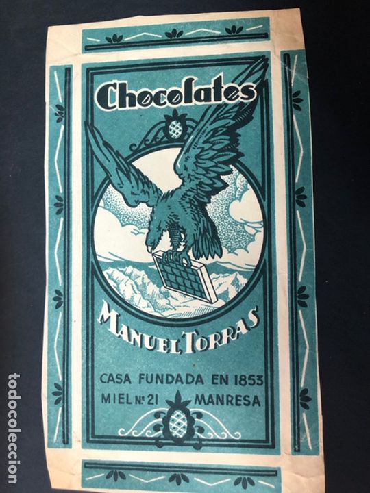Etiquetas antiguas: ENVOLTORIO CHOCOLATES MANUEL TORRAS DE MANRESA - Foto 1