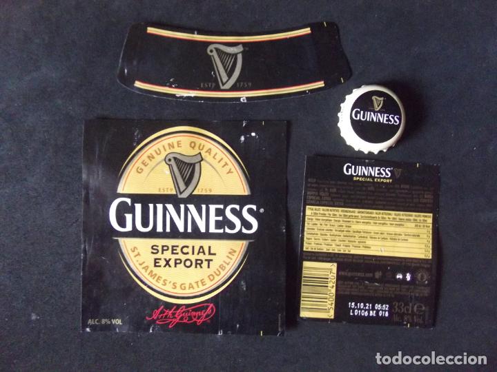 Old Labels: CERVEZA-V9-K-5-ETIQUETAS Y CHAPA-GUINNESS-33CL