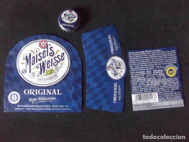 Old Labels: CERVEZA-V9-K-5-ETIQUETAS Y CHAPA-MAISEL'S WEISSE-33CL