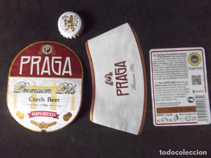 Old Labels: CERVEZA-V9-K-5-ETIQUETAS Y CHAPA-PRAGA-CZECH BEER