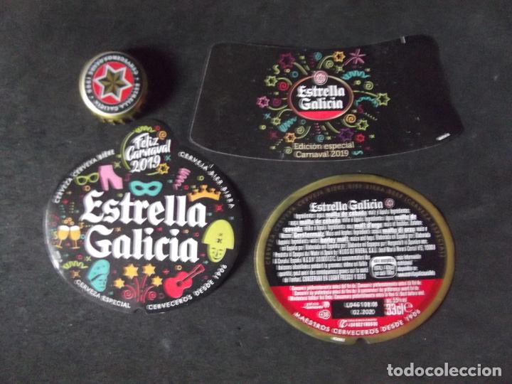 Etiquetas antiguas: CERVEZA-V9-K-5-ETIQUETAS Y CHAPA-ESTRELLA GALICIA-CARNAVAL 2019-33CL