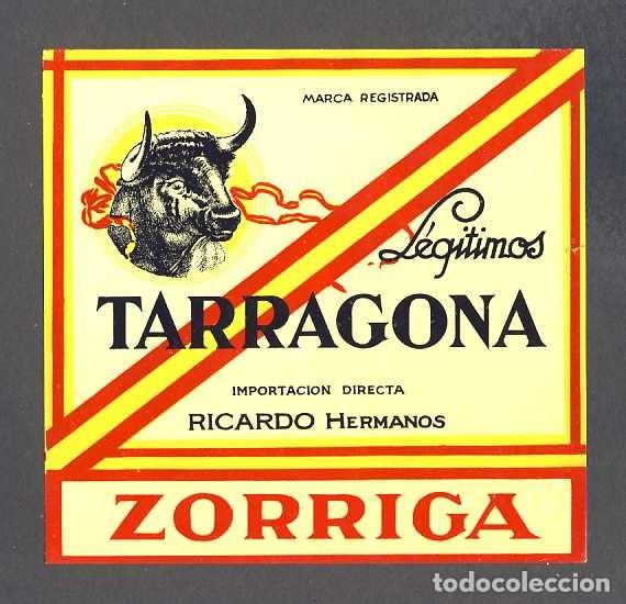 Alte Etiketten: Etiqueta de vino o licor: Tarragona Zorriga. Toros