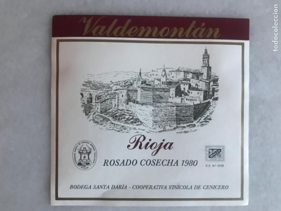 Etiquetas antiguas: Etiqueta de vino Rioja rosado 1980 cenicero la Rioja