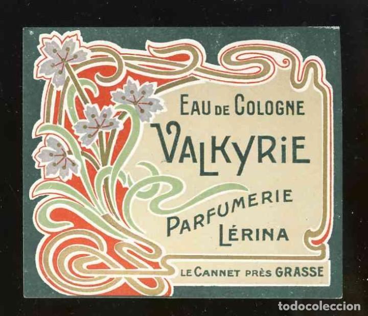 Etiquetas antigas: Etiqueta de perfumeria modernista: EAU DE TOILETTE VALKYRIE (8 X 6,7 cms)