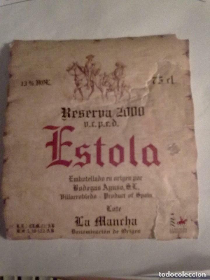 Etiquetas antiguas: ETIQUETA VINO ESTOLA LA MANCHA RESERVA 2000 ESTADO ACEPTABLE RARE LABEL WINE