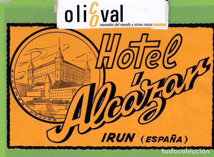 Etiquetas antiguas: ETIQUETA HOTEL ALC&Aacute;ZAR GUIPUZCOA ESPA&Ntilde;A COLA 90X 150 mm EH3048