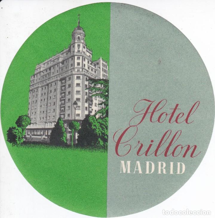 Etiquetas antiguas: ANTIGUA ETIQUETA DEL HOTEL CRILLON DE MADRID