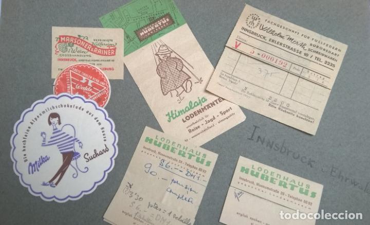 Etiquetas antiguas: COLLAGE TURISTICO INNSBRUCK I EHRWALD. 1957. RECIBOS. TICKETS