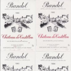 Etiquetas antiguas: 9 ETIQUETAS DE VINO BANDOL, CHÂTEAU DE CASTILLON - SAINTE ANNE DU CASTELLET (FRANCE)