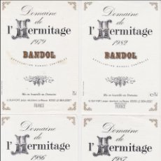 Etiquetas antiguas: 4 ETIQUETAS DE VINO BANDOL, DOMAINE DE L'HERMITAGE - LE BEAUSSET (FRANCE)
