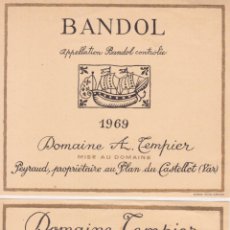 Etiquetas antiguas: 7 ETIQUETAS DE VINO BANDOL, DOMAINE A.TEMPIER - PLAN DU CASTELLET (FRANCE)