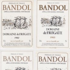 Etiquetas antiguas: 5 ETIQUETAS DE VINO BANDOL, DOMAINE DE FREGATE - SAINT CYR SUR MER (FRANCE)