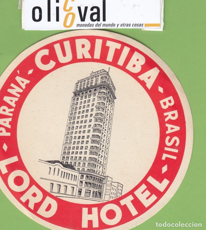 Etiquetas antiguas: ETIQUETA HOTEL CURITIBA PANAMA LORD HOTEL BRASIL 120 mm EH3123
