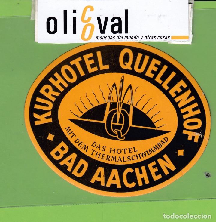 Etiquetas antiguas: ETIQUETA HOTEL KURHOTEL QUELLENHOF BAB AACHEN OVAL 95 mm EH3117