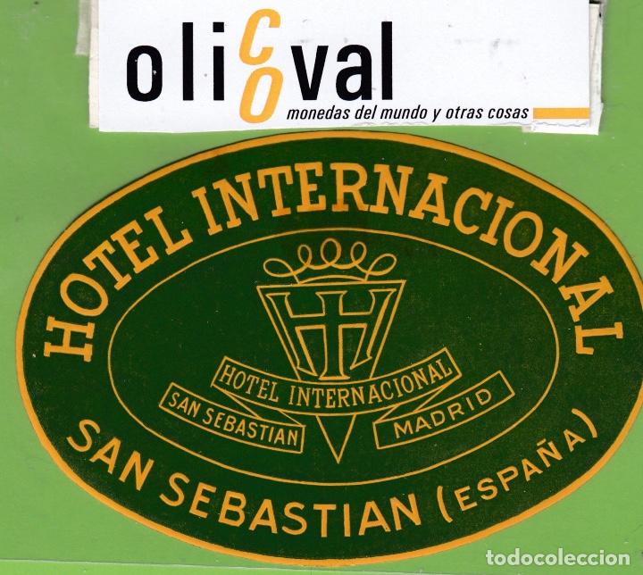Etiquetas antiguas: ETIQUETA HOTEL INTERNACIONAL SAN SEBASTIAN MADRID OVAL100 mm RARA EH3106