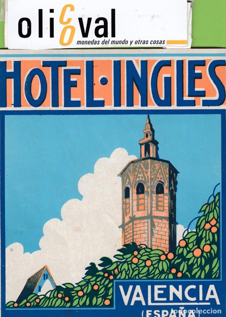 Etiquetas antiguas: ETIQUETA HOTEL INGLES VALENCIA 80 X 100 HACE JUEGO CON LA REF.EH3157 EH3158