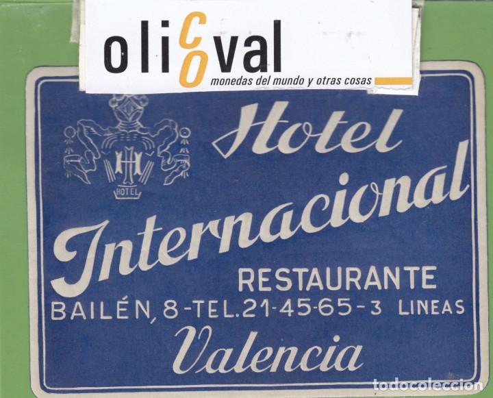 Etiquetas antiguas: ETIQUETA HOTEL INTERNACIONAL VALENCIA AZUL 78X 110 EH3159