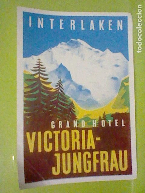 Etiquetas antiguas: ETIQUETA MALETA RETRO HOTEL VICTORIA JUNGFRAU INTERLAKEN 12,5 X 8,5 CMS RARA