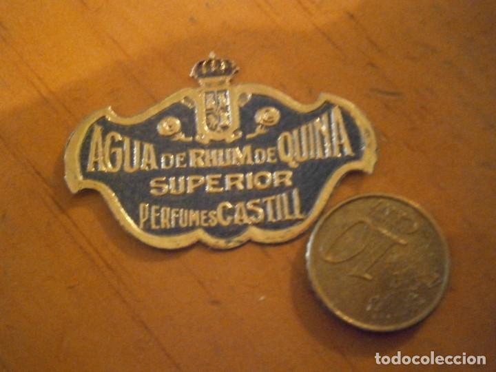 Etiquetas antiguas: ETIQUETA PUBLICITARIA A&Ntilde;OS 40/50, AGUA DE RHUM DE QUINA SUPERIOR PERFUMES CASTILL