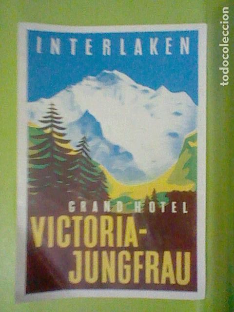 Etiquetas antiguas: ETIQUETA MALETA RETRO HOTEL VICTORIA JUNGFRAU INTERLAKEN 12,5 X 8,5 CMS RARA *