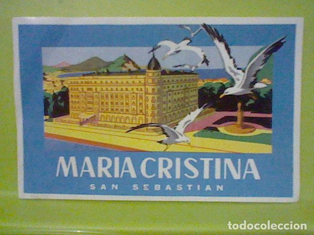 Etiquetas antiguas: ETIQUETA MALETA RETRO HOTEL MARIA CRISTINA SAN SEBASTIAN 11 X 7 CMS