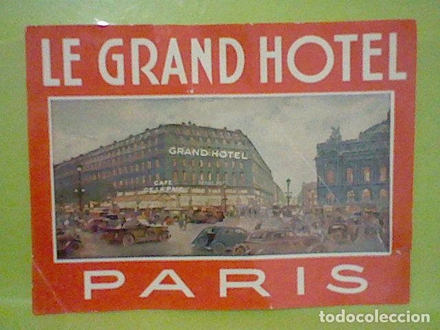 Etiquetas antiguas: ETIQUETA MALETA RETRO HOTEL GRAND PARIS 12 X 9 CMS RAJA Y DOBLECES