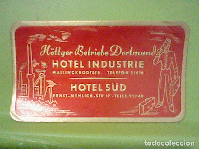 Etiquetas antiguas: ETIQUETA MALETA RETRO HOTEL INDUSTRIE SUD DORTMUND 10,5 X 6 CMS ORIGINAL
