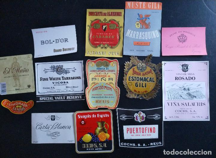&Eacute;tiquettes anciennes: LOTE DE ETIQUETAS ANTIGUAS DE BEBIDAS DE REUS