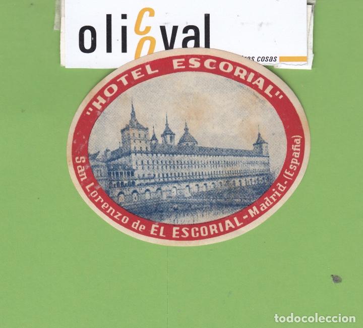 Etiquetas antiguas: ETIQUETA HOTEL ESCORIAL MADRID OVAL 77MM EH3228