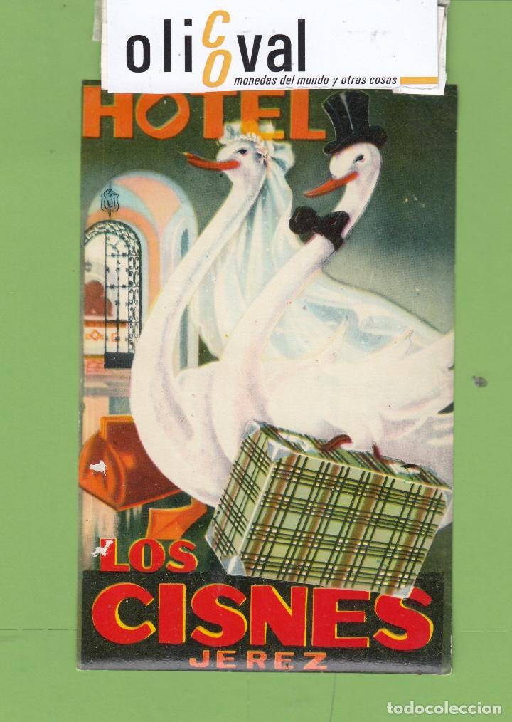 Etiquetas antiguas: ETIQUETA HOTEL LOS CISNES JEREZ CADIZ 85X 140 MM EH2231