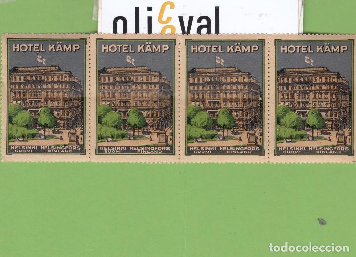 Etiquetas antiguas: ETIQUETA HOTEL K&Aacute;MP HELSINKI FINLANDIA 4 ETIQUETAS DENTADAS 50 X 35 MM EH3241