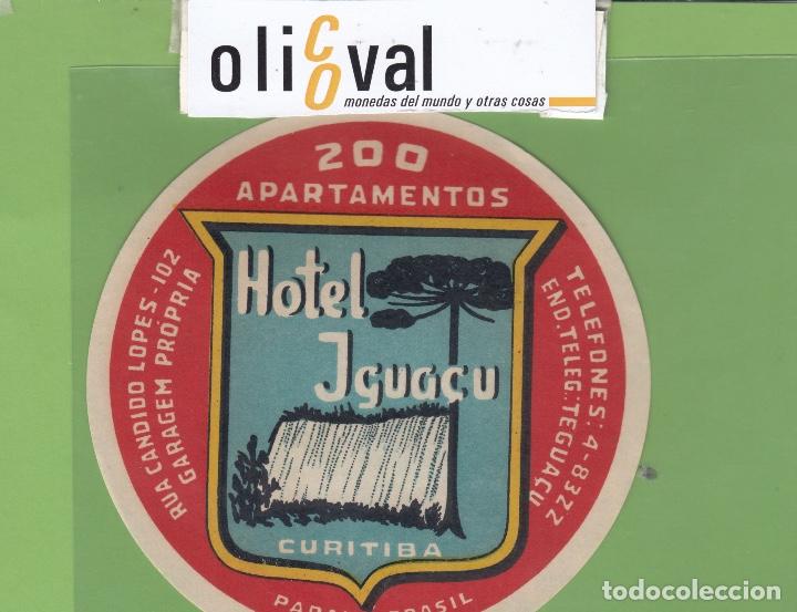 Etiquetas antiguas: ETIQUETA HOTEL JGUG&Ccedil;U CURITIBA PARANA BRASIL 105MM EH3252