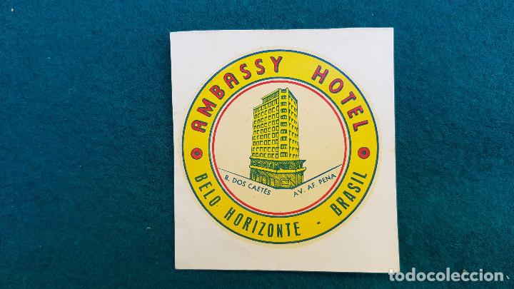 Etiquetas antiguas: ETIQUETA HOTEL AMBASSY BELO HORIZONTE - BRASIL