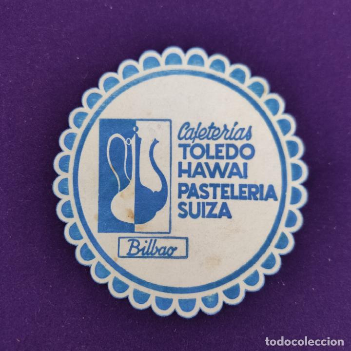 Etichette antiche: POSAVASOS DE BILBAO (VIZCAYA). CAFETERIAS TOLEDO HAWAI PASTELERIA SUIZA.