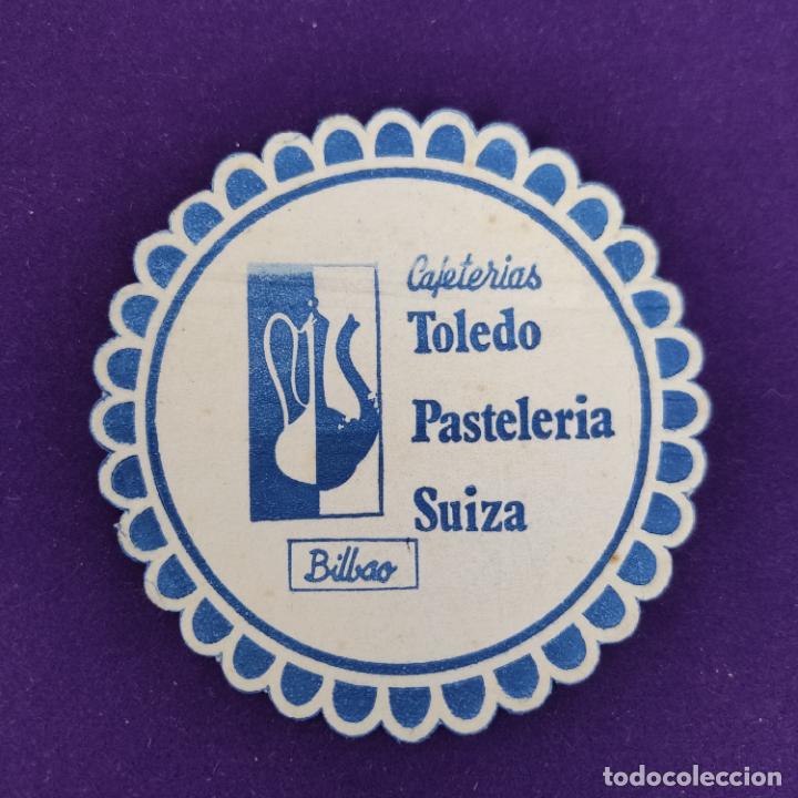 Etichette antiche: POSAVASOS DE BILBAO (VIZCAYA). CAFETERIAS TOLEDO PASTELERIA SUIZA.