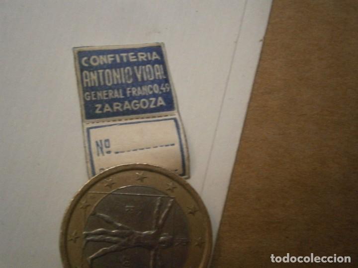 Etiquetas antiguas: ETIQUETA A&Ntilde;OS 40/50, CONFITERIA ANTONIO VIDAL, ZARAGOZA
