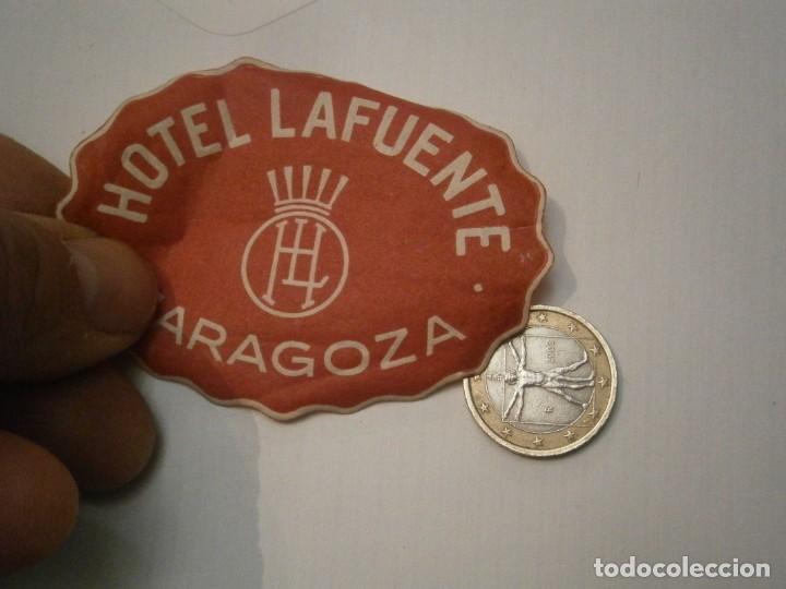 Etiquetas antiguas: ETIQUETA A&Ntilde;OS 40/50, HOTEL LA FUENTE, ZARAGOZA