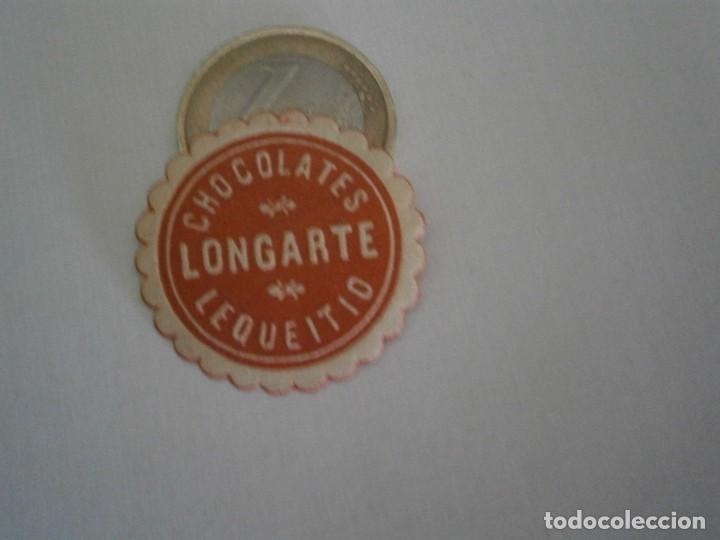 Etiquetas antigas: ETIQUETA PUBLICITARIA A&Ntilde;OS 40/50, CHOCOLATES LONGARTE LEQUEITIO